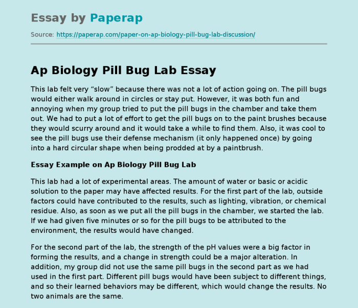 Pill bug lab ap biology