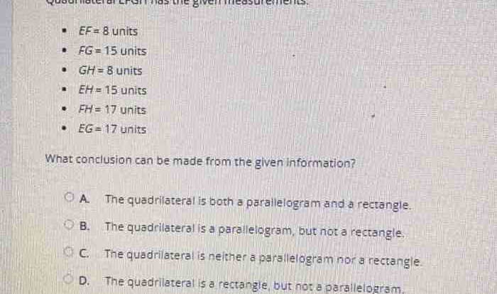 Sammy is classifying quadrilateral efgh