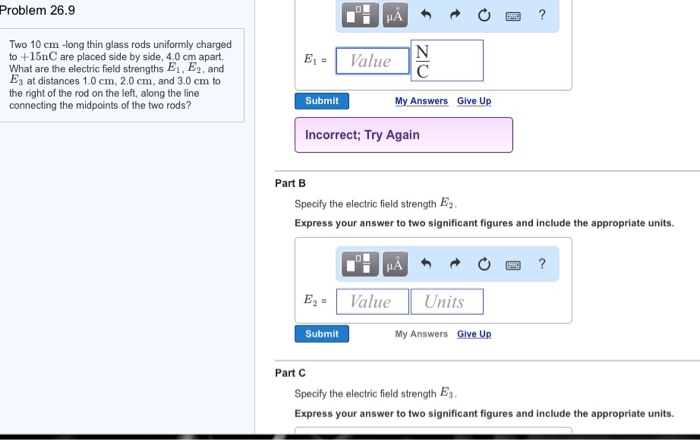 Answer problem electric field specify strength solved units appropriate express been has